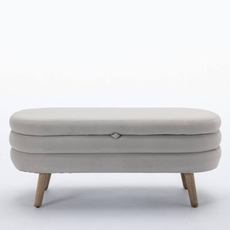 44.88" Seat Widths Soft Velvet Storage Ottoman Footrest Stool