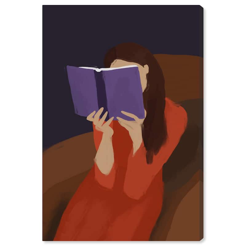 Wynwood Studio Canvas Entertainment and Hobbies Passionate Reader Red and Dark Red Modern & Contemporary Wall Art Canvas Print