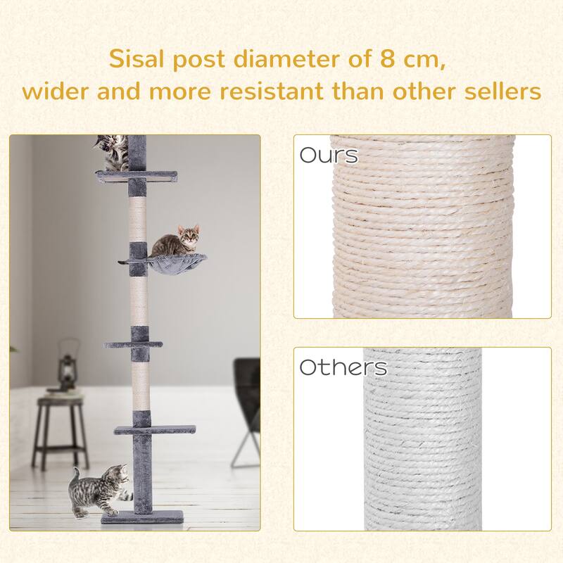 Adjustable Height Floor-To-Ceiling Vertical Cat Tree