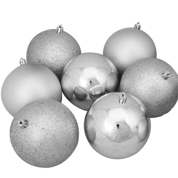100mm Northlight 5575637 12ct Shatterproof Silver Splendor 4-Finish Christmas Ball Ornaments 4