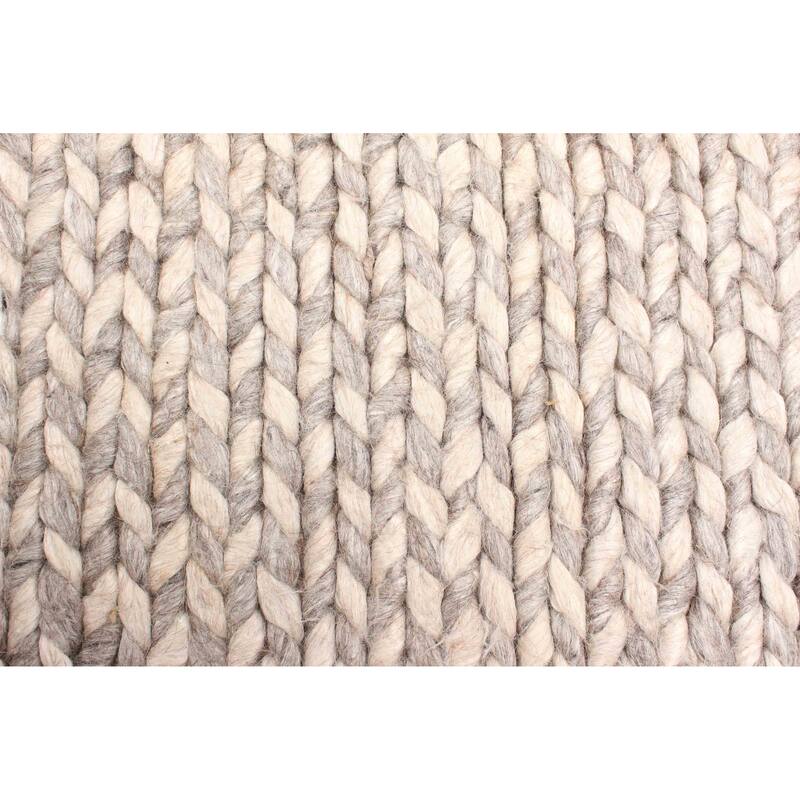 ECARPETGALLERY Braid weave Sienna Grey Wool Rug - 4'11 x 8'0