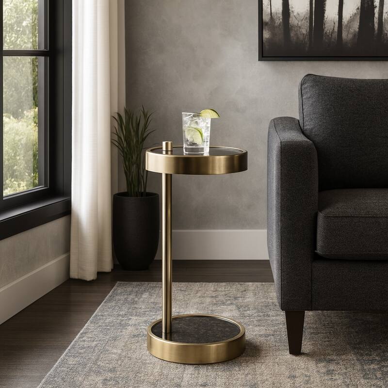 Stylish Accent Side Table with A Sleek Frame - 23.25", Black & Gold - 23.25"
