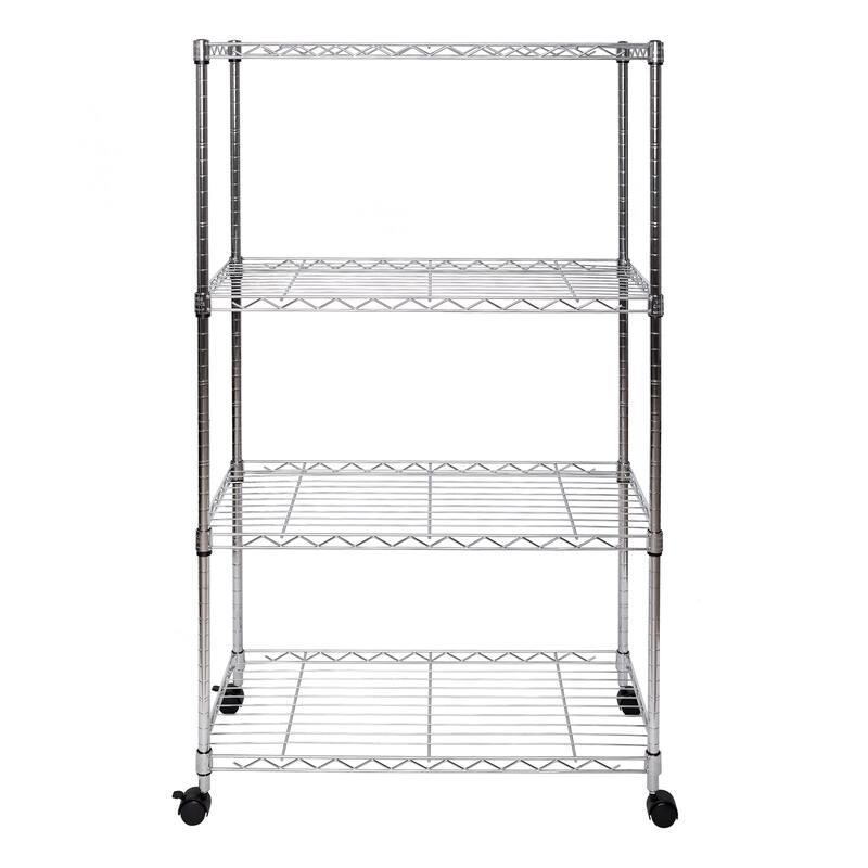 Seville Classics 4-Tier Steel Wire Shelving with Wheels, 30" W x 14" D x 48" H