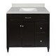 preview thumbnail 107 of 109, Vail 37" Bathroom Vanity with Cultured Marble Top Sink w/ Backsplash in White with White Basin Espresso - Galaxy White
