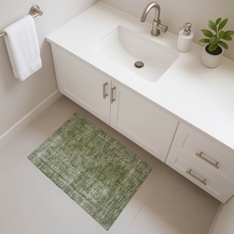 Premium Washable Super Soft Vintage Traditional Mayfield Rug - Green - 1'8" x 2'6"