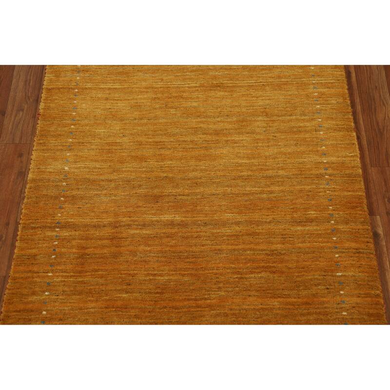 Little Animals Yellow Gabbeh Indian Rug Handmade Wool Carpet - 2'10" x 4'10"