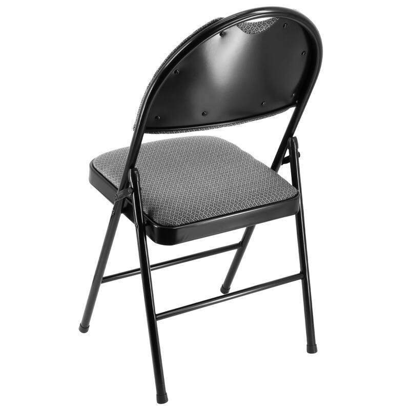 4 Piece Metal Folding Chair with Padded Seats and Top Handle in Gray
