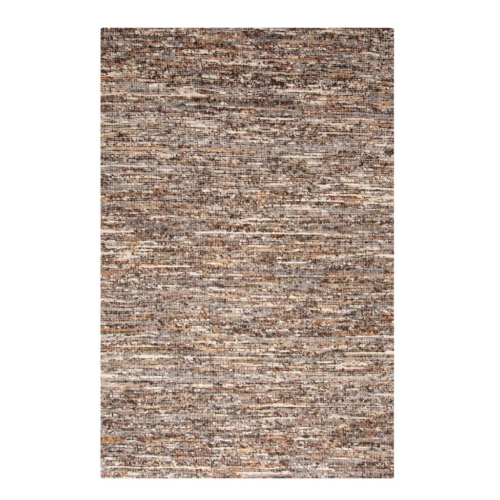 ECARPETGALLERY Braid weave Sienna Brown Wool Rug - 6'1 x 9'1