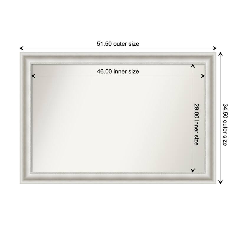 Parlor White Framed Non-Beveled Custom Wall Mirror, Bathroom Vanity Mirror - Outer Size: 51.5 x 34.5