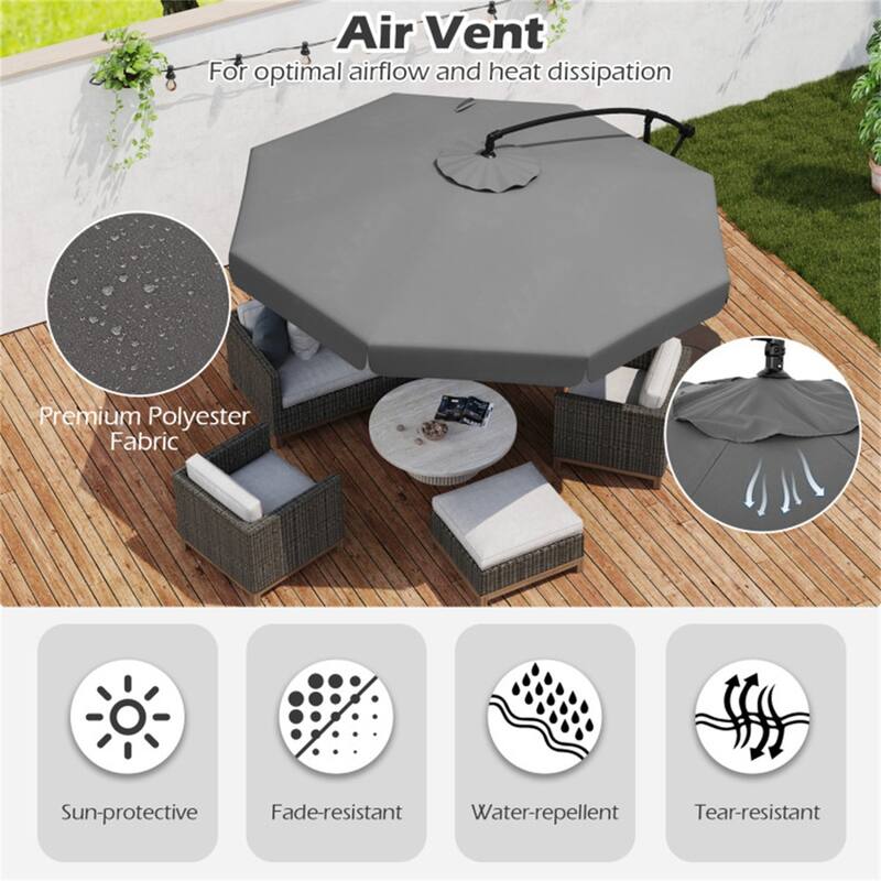 10ft Patio Cantilever Umbrella with Crank Handle and Adjustable Tilt Protective Cover Included