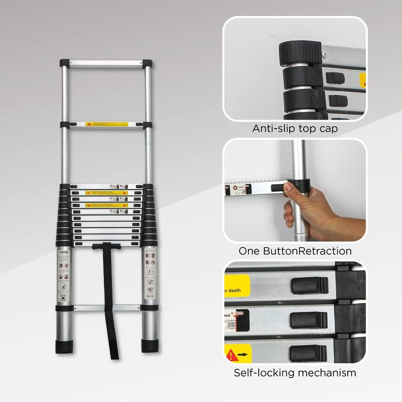 16.5FT Portable Multi-Purpose Aluminum Telescopic Extension Ladder