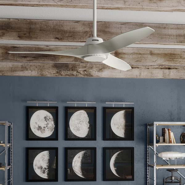 slide 2 of 27, Hunter 52" Mosley Outdoor Ceiling Fan and Wall Control, Damp Rated - Industrial, Modern, Transitional Matte White