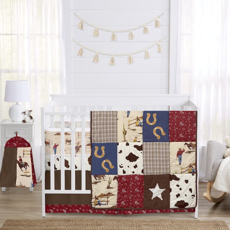 Brown Western Cowboy Boy Girl Neutral Sweet Jojo Designs 6p Crib Bedding +BreathableBaby Breathable Mesh Liner Horse