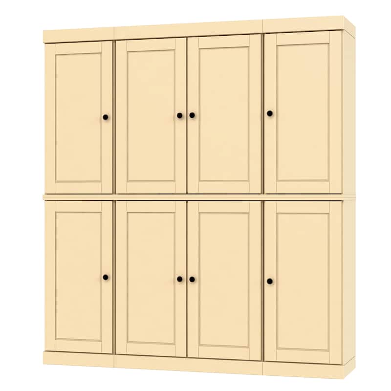 Palace Imports 100% Solid Wood Kitchen China Cabinet Pantry with Glass or Solid Wood Doors and 2-Drawer Kit - 65" x 71.5"