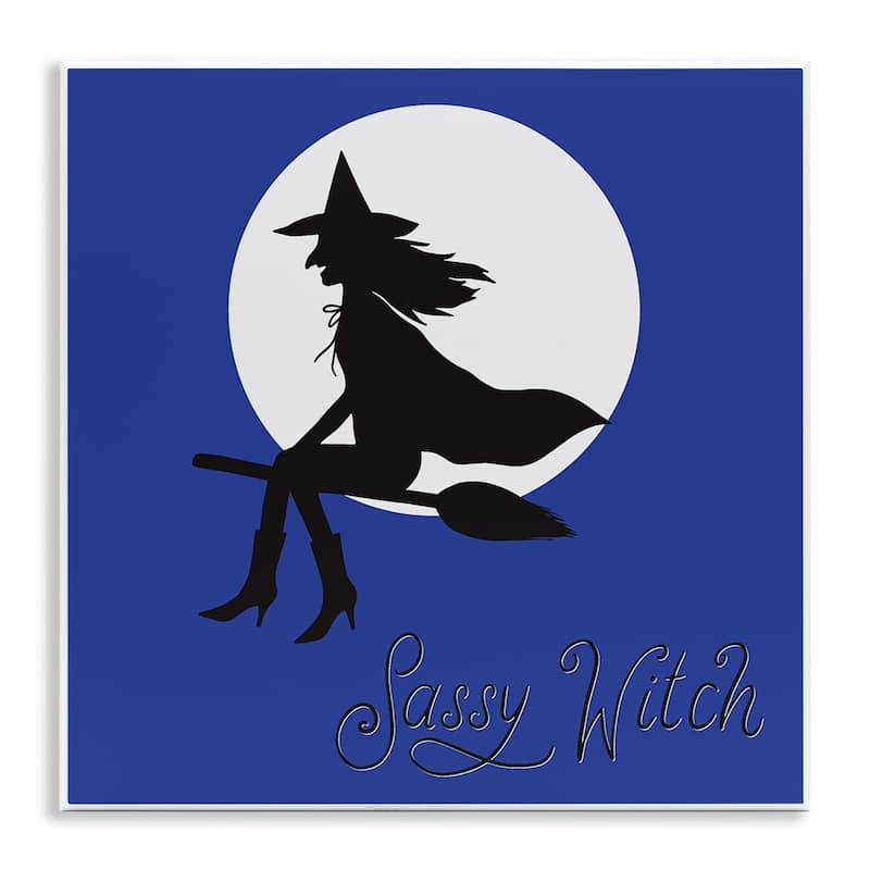 Stupell Sassy Witch & Full Moon Wall Plaque Art Design By Sazerelli Designs - 12 x 12