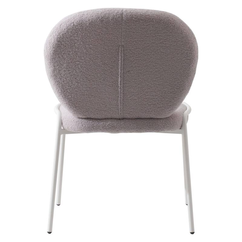 Celestial Boucle Dining Side Chair in White Iron Frame