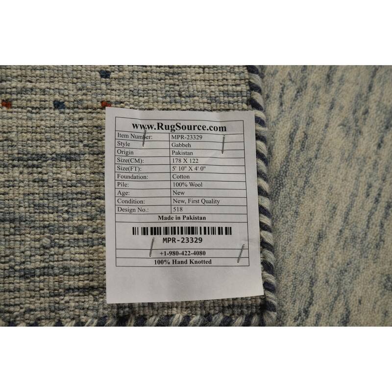 Tribal Gabbeh Oriental Area Rug Handmade Beige Modern Wool Carpet - 4'0" x 5'10"
