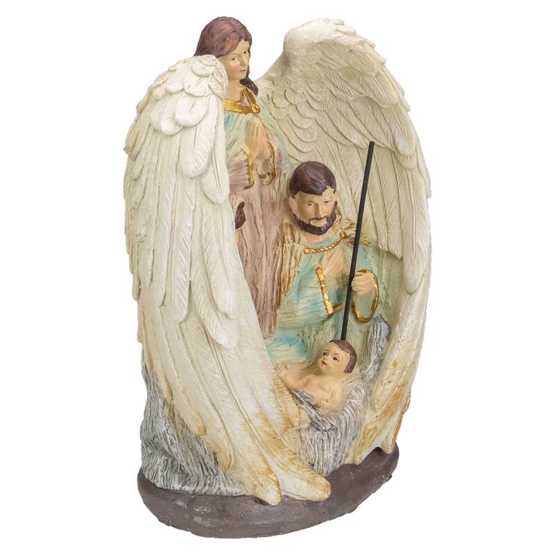 11.25" Holy Family and Angel Christmas Nativity Decoration