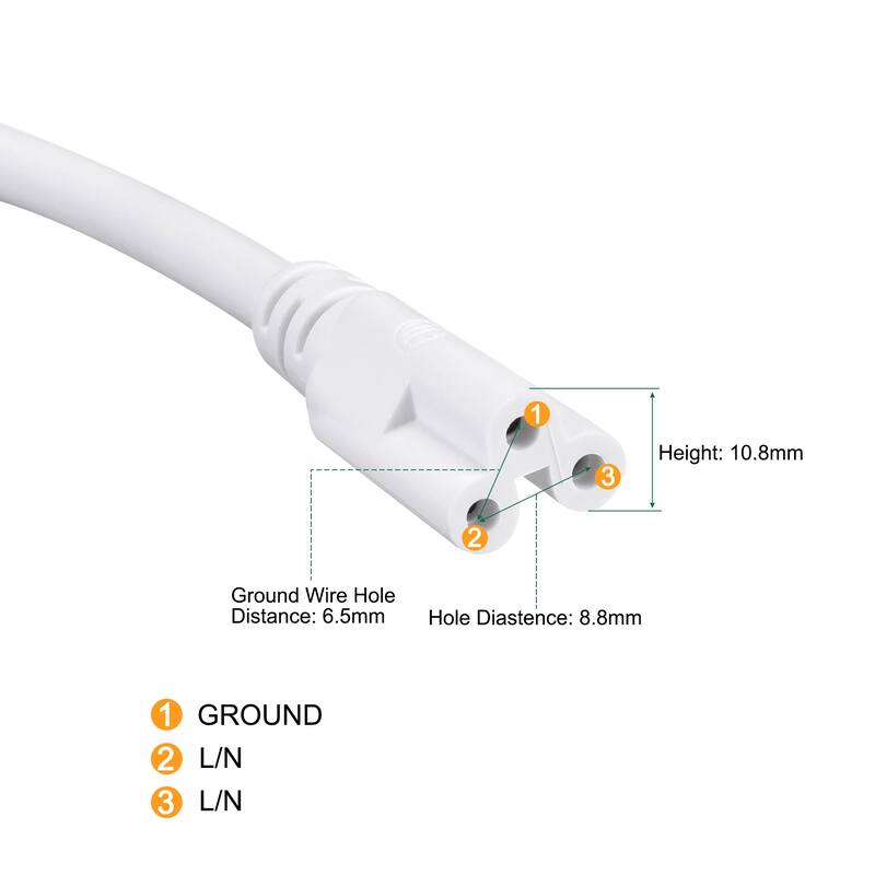 LED Tube Power Extension Cable with Switch, for LED Integrated Tube Fixture