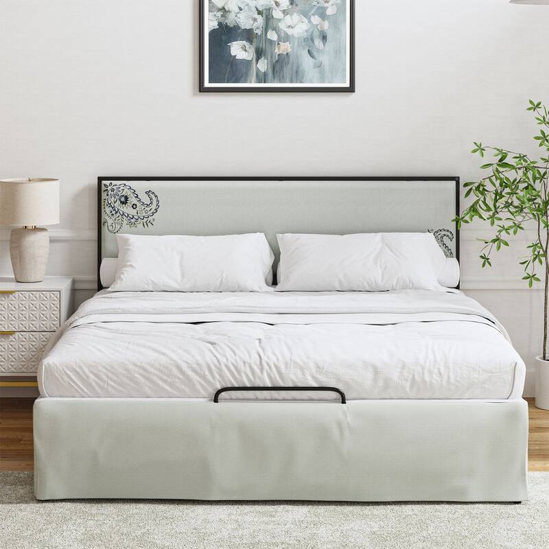 Oliver Modern Washable Slipcover Bed Upholstered Metal by HULALA HOME