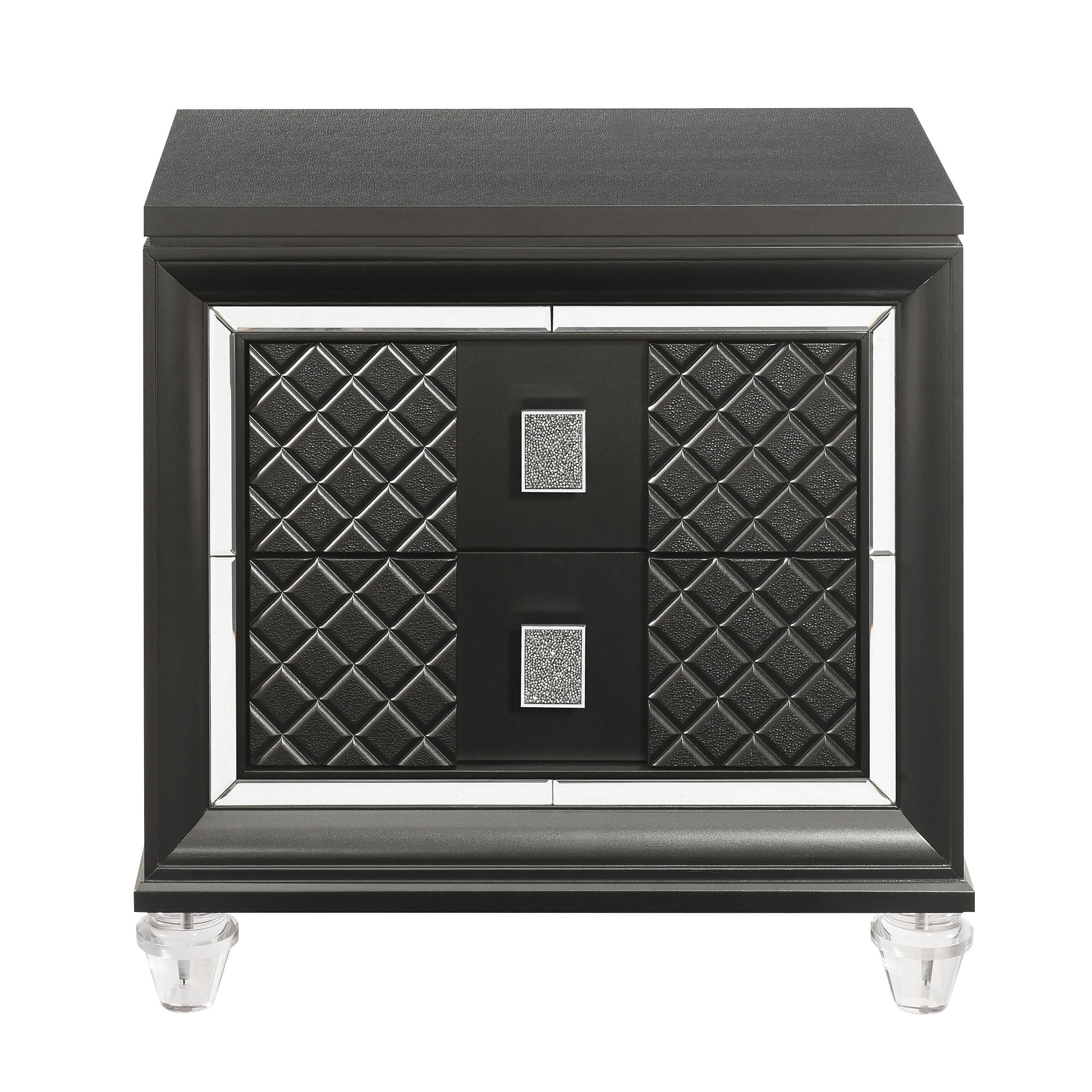 Two-Drawer Nightstand, Metallic Gray Finish
