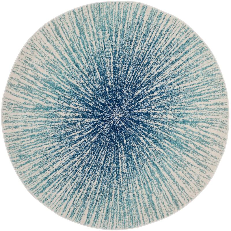 SAFAVIEH Evoke Juli Abstract Boho Burst Rug - 3' x 3' Round - Royal/Ivory