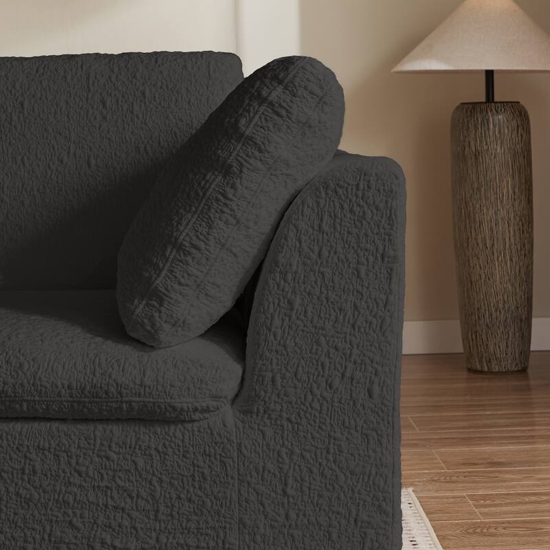 L-Shaped Convertible Cloud Sectional Sofa, Oversized Chenille Fabric Compressed Sofa, Modular 3 Seater Sofa with Ottoman