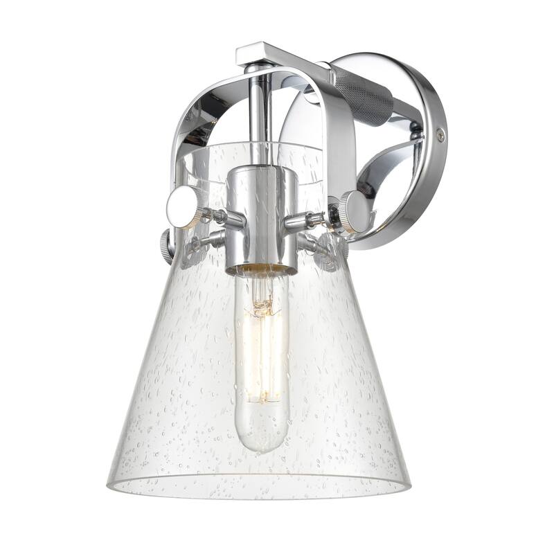 Innovations Lighting 423-1W-10-7 Pilaster II Cone Sconce Pilaster II - Polished Chrome / Seedy