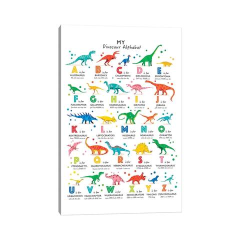 iCanvas "Bright Dinosaur Alphabet" by PaperPaintPixels Canvas Print
