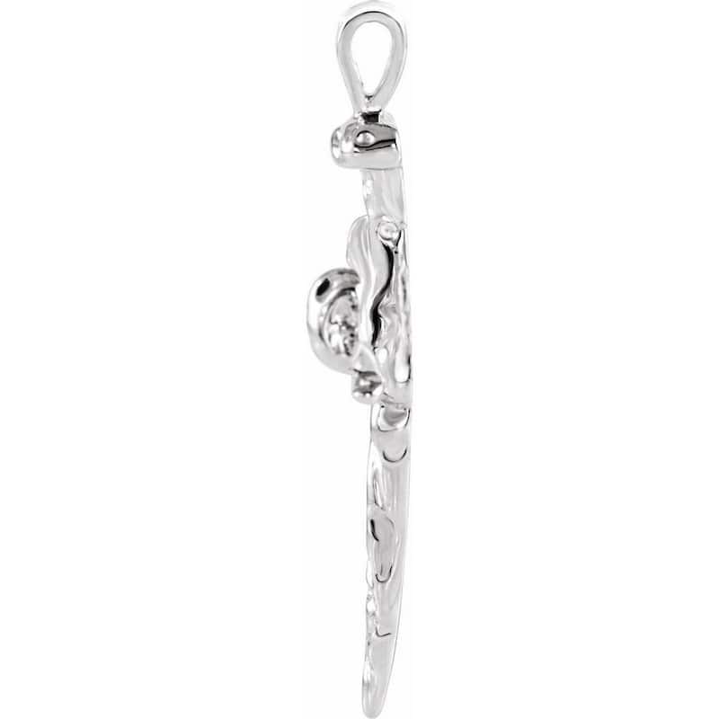Curata 14k White Gold Religious Faith Textured Nail Cross Pendant 26x18.25mm