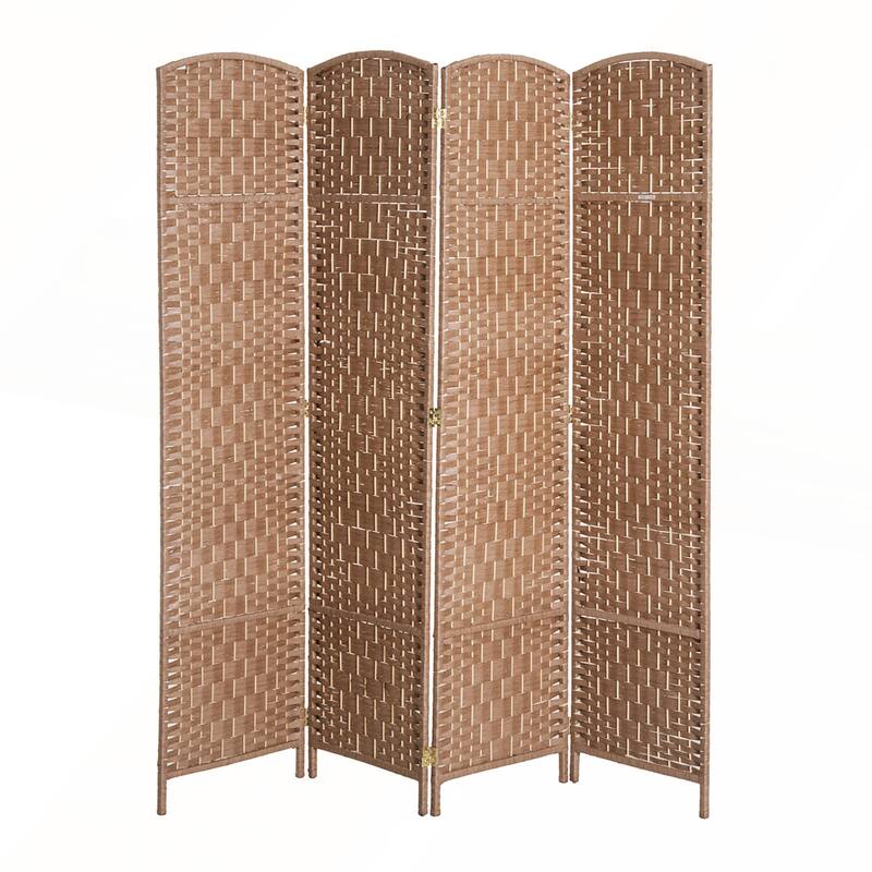 6' Tall Wicker Weave 6 Panel Room Divider Privacy Screen
