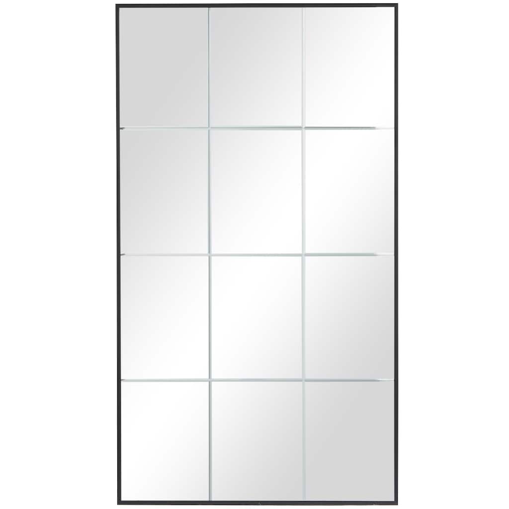 Wooden Grid Style Panel Wall Mirror - Black - Roche River Decor