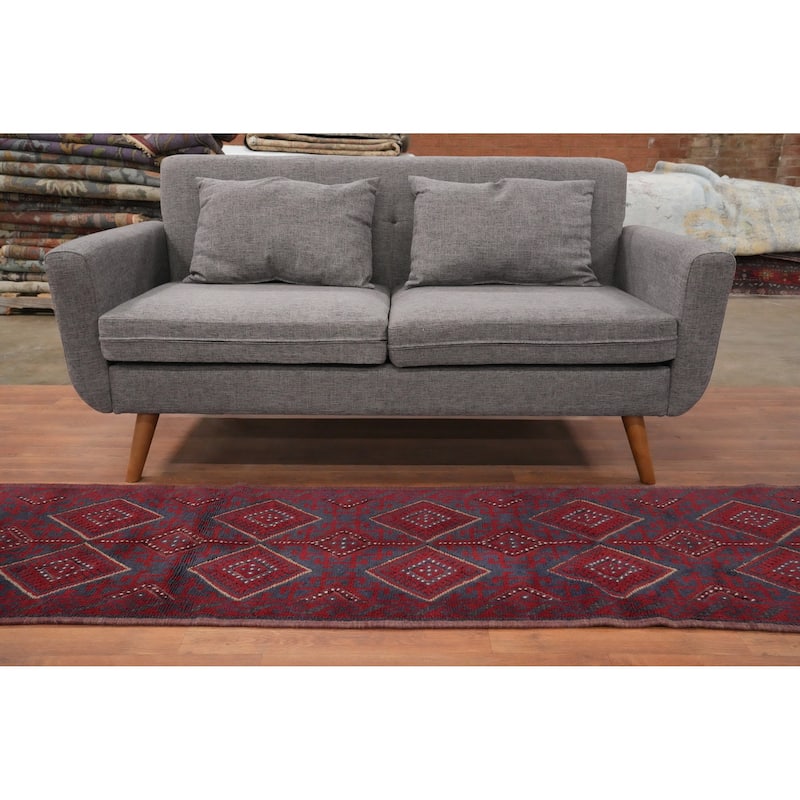 Hand Knotted Oriental 100% Wool Carpet Traditional Tribal Red Balouch Runner Rug - 8' 4'' X 2' 1''