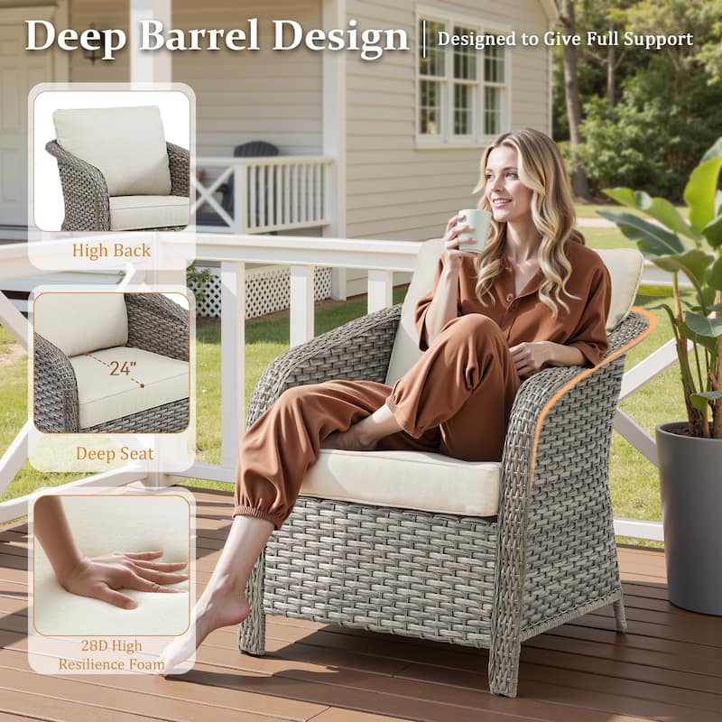 Pocassy Outdoor Patio Wicker Sofa Chair Furniture Set