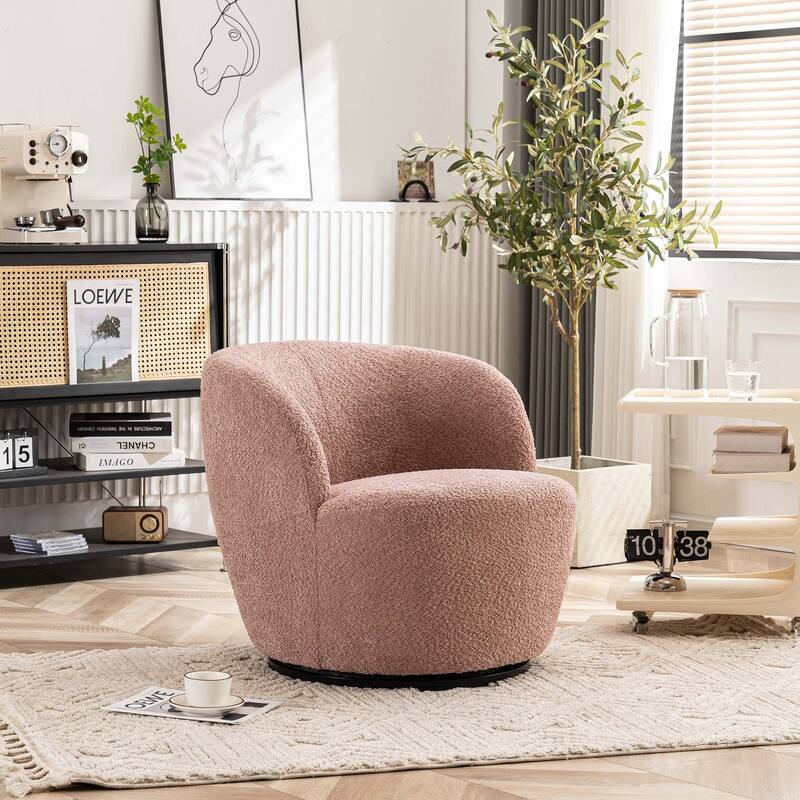 Swivel Accent Chair, Furry Round Barrel Chair