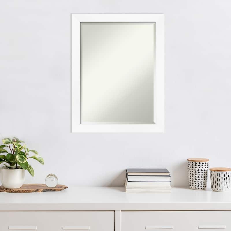 Beveled Wall Mirror - Cabinet White Narrow Frame - Cabinet White Narrow