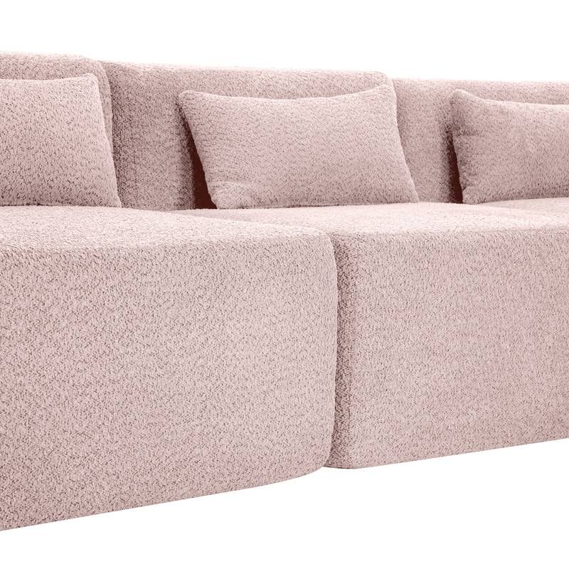 Free Combination Upholstered Sectional Sofa, Sofa Set with Curved Chaise Lounge, Large Floor Couch with Pillows