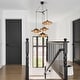 preview thumbnail 3 of 8, Cascade 4-Light Cluster Pendant Light Natural Rattan Shade Coastal Chic Chandelier in Matte Black - 35 Wide