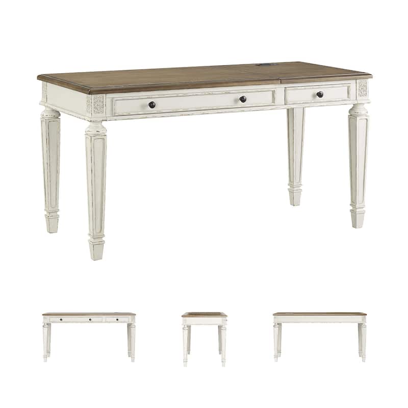 Realyn White/Brown Home Office Lift Top Desk