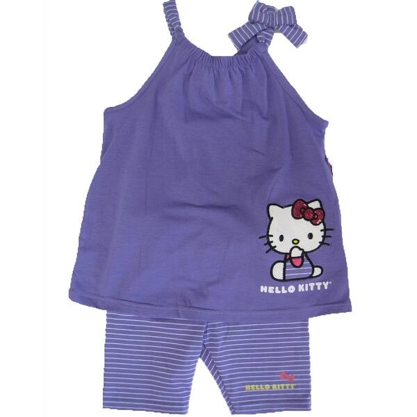Shop Hello Kitty Little Girls Purple Bow Strap Sleeve 2 Pc Pants