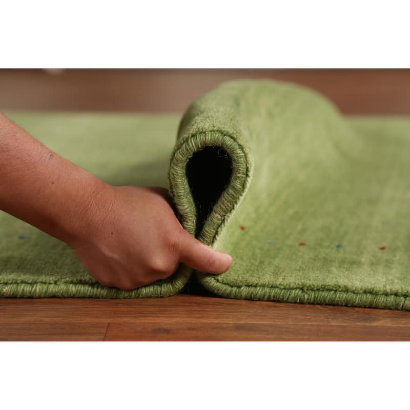 Hand Knotted Oriental 100% Wool Carpet Tribal Animal Pictorial Green Gabbeh Area Rug - 7' 6'' X 5' 2''