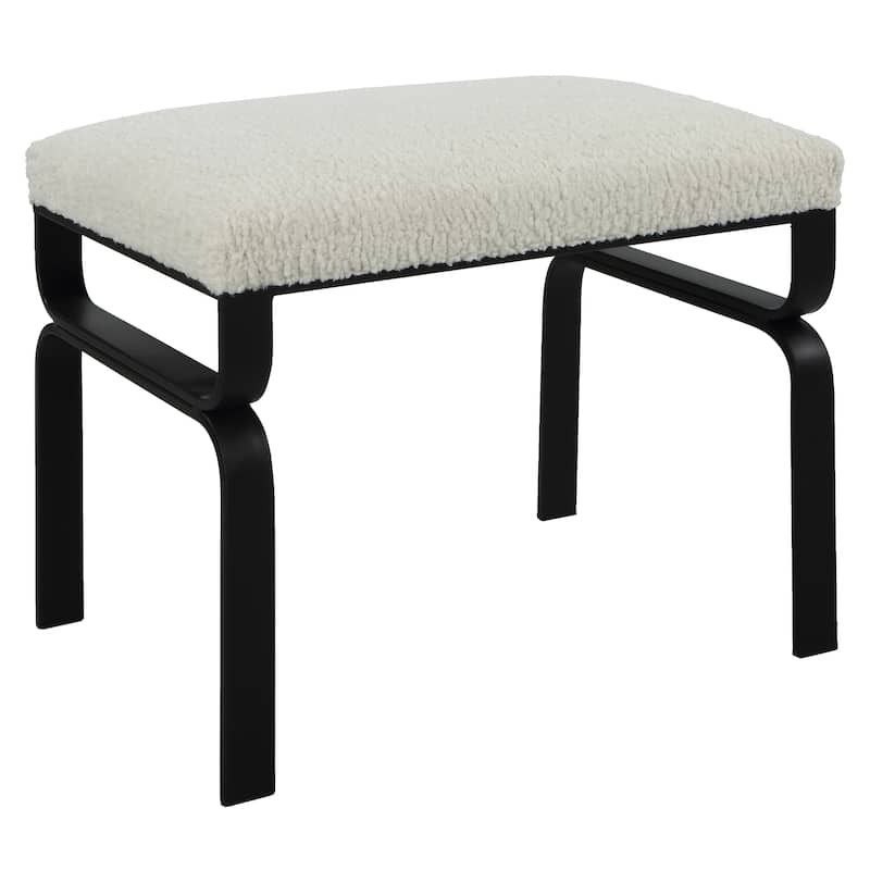 Uttermost Diverge White Shearling Small Bench - 22.75 W X 18.75 H X 15.125 D (in)