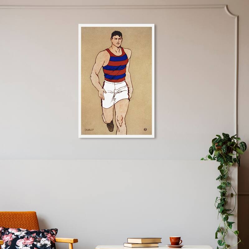 Wynwood Studio Canvas Sports and Teams Athlete - Edward Penfield Brown and Tan Vintage Wall Art Canvas Print - 30 x 20