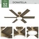 preview thumbnail 18 of 17, Hunter 52" Donatella Ceiling Fan with LED Light Kit and Handheld Remote - Transitional, Mid-Century, Modern