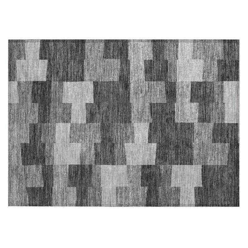 Machine Washable Indoor/ Outdoor Chantille Modern Blocks Rug