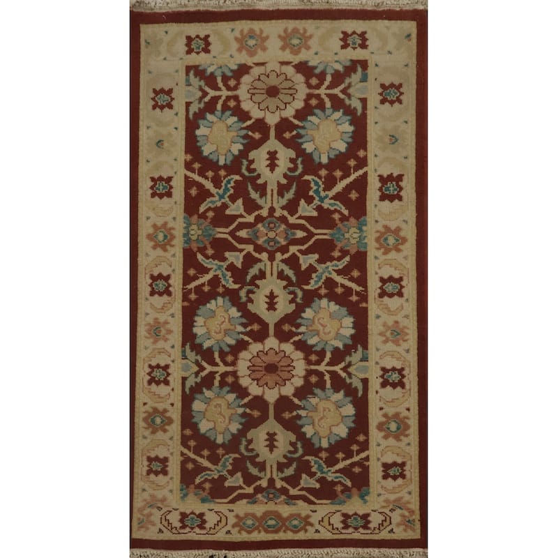 Hand Knotted Oriental 100% Wool Carpet Traditional All-Over Brown Ziegler Area Rug - 3' 8'' X 2' 0''