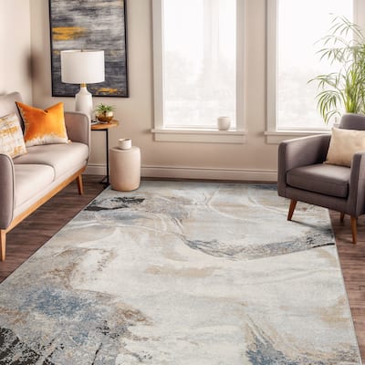 Neutral Desert Drift Area Rug for Living Room, Entryway, or Family Spaces - Easy to Clean and Comfortable Underfoot