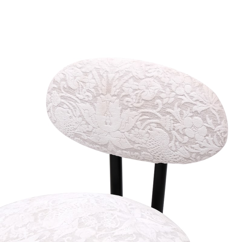 Round Print Bar Stools Set of 2, Modern S-Type Metal Frame Upholstered Chairs for Kitchen Island & Dining Rooms Counter Stools