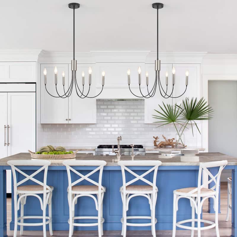 Modern Minimalist 6 - Light Hanging Candlestick Chandelier for Living Room Kitchen Island Bedroom Entryway - N/A