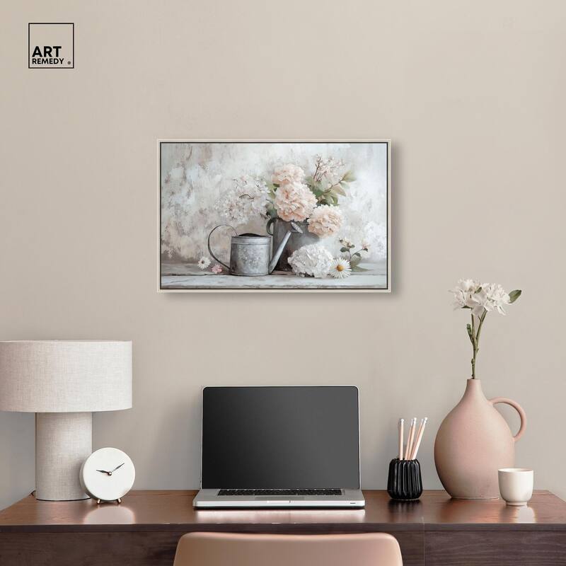 Can and White Blooms Canvas by Art Remedy